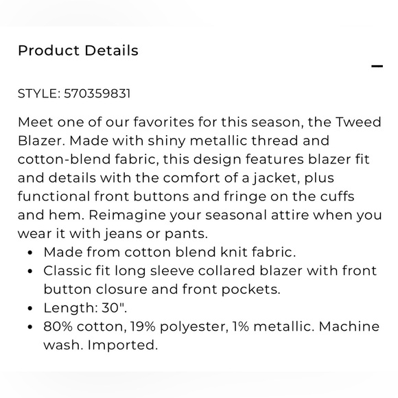 Chico’s Tweed Blazer - Picture 9 of 9